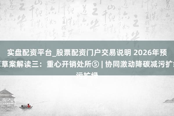 实盘配资平台_股票配资门户交易说明 2026年预算草案解读三：重心开销处所⑤ | 协同激动降碳减污扩绿