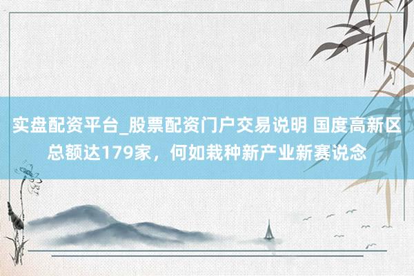 实盘配资平台_股票配资门户交易说明 国度高新区总额达179家，何如栽种新产业新赛说念